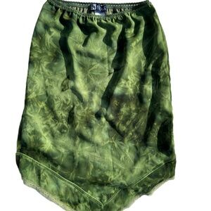 Blue Asphalt Asymmetrical Green Skirt